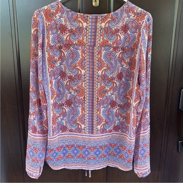 EUC ecru Paisley Print Drawstring Hem
Blouse Large - Image 8