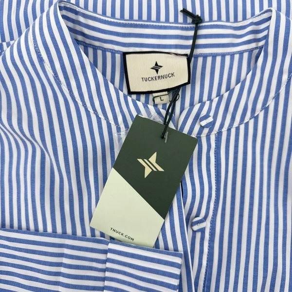 Tuckernuck Royal Shirt Dress Blue White Stripe Popover‎ Mini Size Large NWT - Image 4