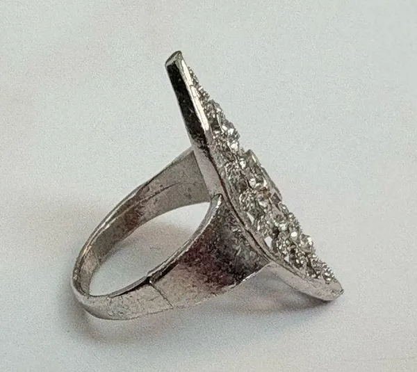 Vintage Art Deco Silver Tone Ring Size 7.5 - Image 5