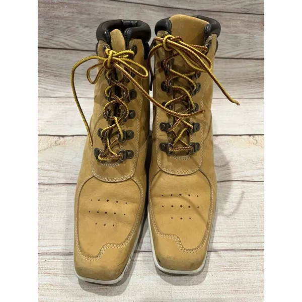 Timberland Women’s Ankle Wedge Premium Wheat Leather Boots Size 7 - Image 4