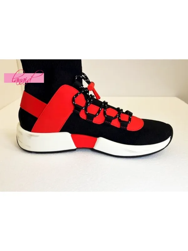 Alo Wanderer Sneaker Black Cherry Red High-Tops Running Vegan Athletic Shoes 7 - Image 10