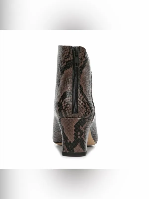 Vince Brown Snakeskin-Print Leather Ankle Boot Size 6.5 - Image 4