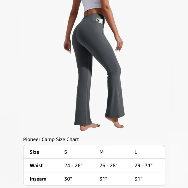 NEW Gray Flare Yoga Pants Bootcut Leggings Pockets High Waist Tummy Control S - Image 3