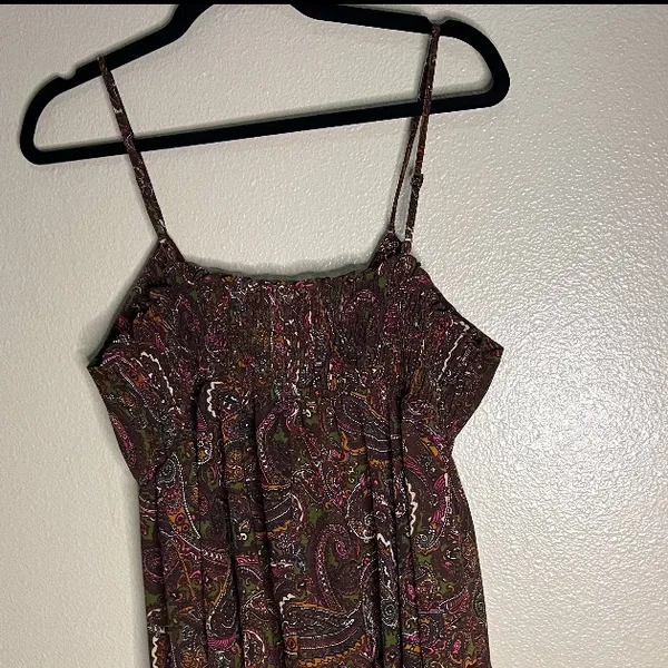 Newport News s‎ Vibrant Boho babydoll Paisley Y2k Spaghetti Strap Top size 16 - Image 4
