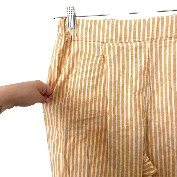 NICOLETTA FASANI Linen Blend Striped‎ Pant Yellow Large - Image 3