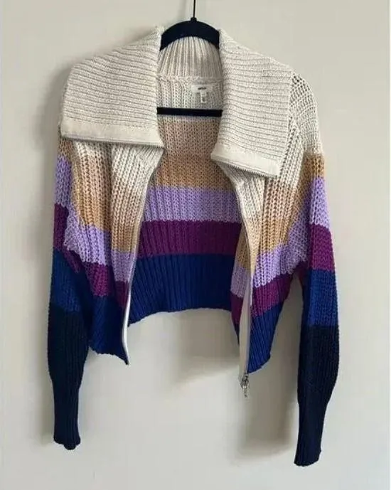 Aerie Striped Zip Up Sweater - Image 3