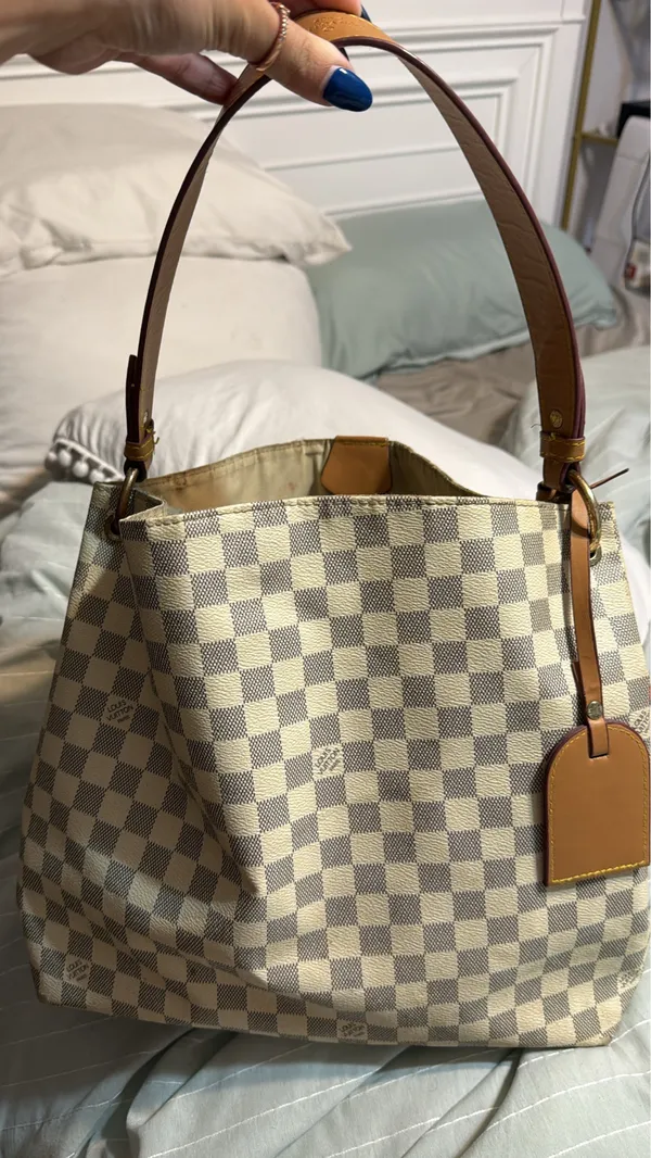 checkered beige and grey hand bag Gray - Image 3