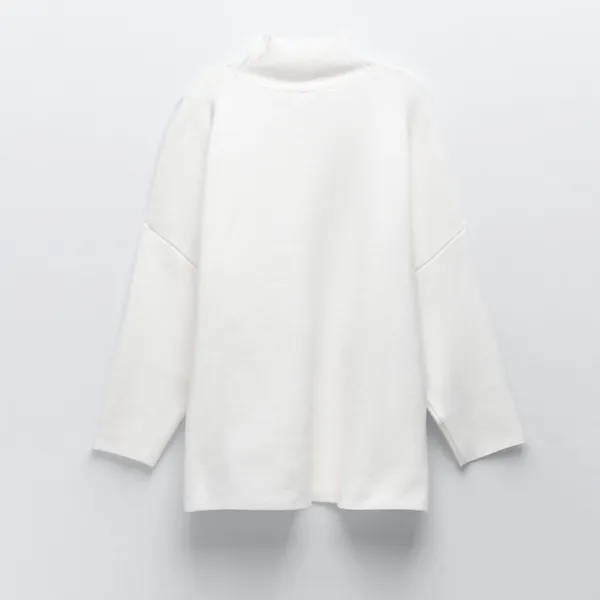 Zara Soft High‎ Neck Sweater in Ivory Size Small - Image 3