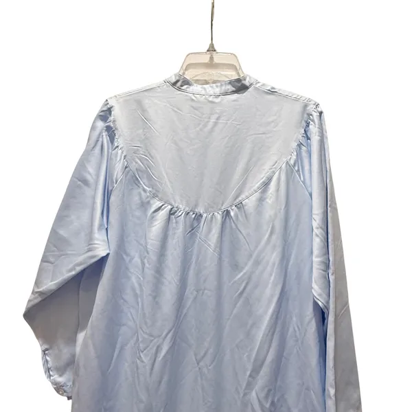 Kay Anna Brushed Back Satin Nightgown L Blue Long Long Sleeve Grandmacore‎ EUC - Image 5