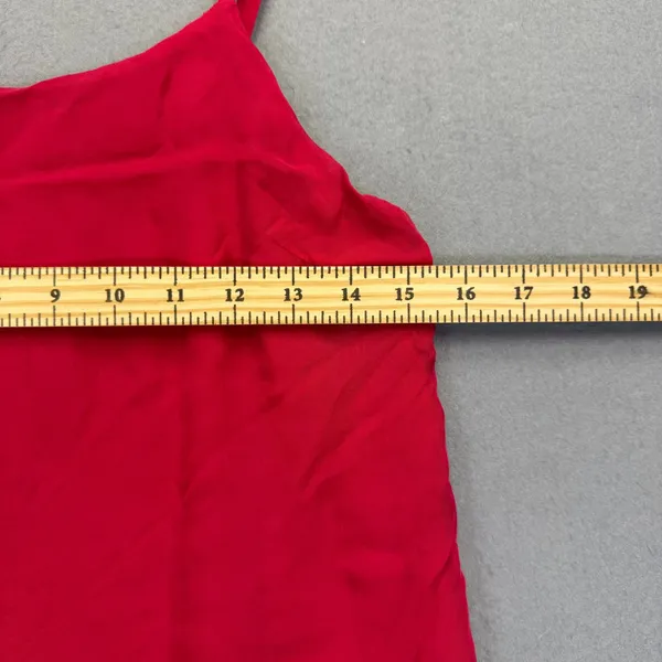 Alice‎ + Olivia Red 100% Silk Mini Dress Ruffle Hem Spaghetti Strap Womens Small - Image 3