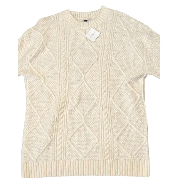 American Eagle Sweater Womens Size S White Long Tunic Crew Neck Oversized NWT - Image 5