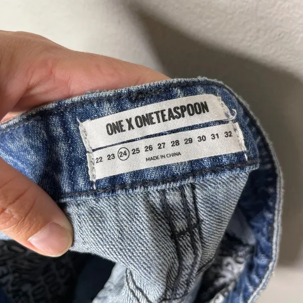 One Teaspoon Bandits High Waist Short Blue Society Cut-off Jean Shorts Size 24 - Image 7