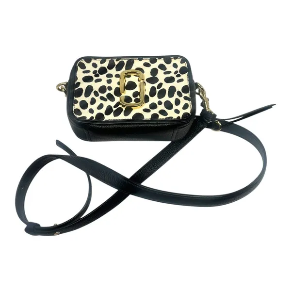 Marc Jacobs The Snapshot Crossbody Bag Black Leather Dalmatian Print - Image 5