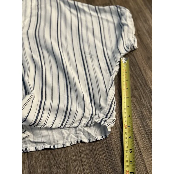 Sim And Sam Womens‎ White Blue Striped 100% Rayon Size Medium - Image 9
