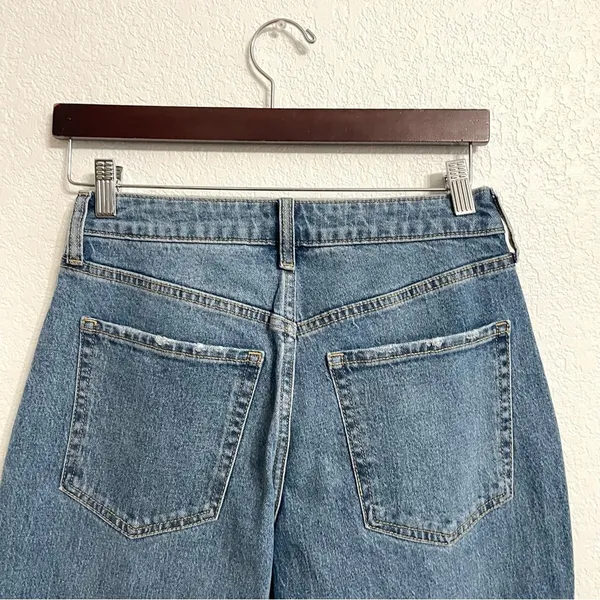 Old Navy Womens Jeans Denim Blue High Rise Curvy OG Loose Slit Ankle Size 6 - Image 4