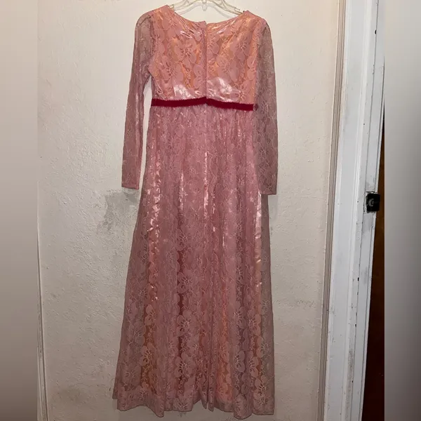 Vintage Elegant Lace Dress 70s evening semi formal special occasion - Image 3