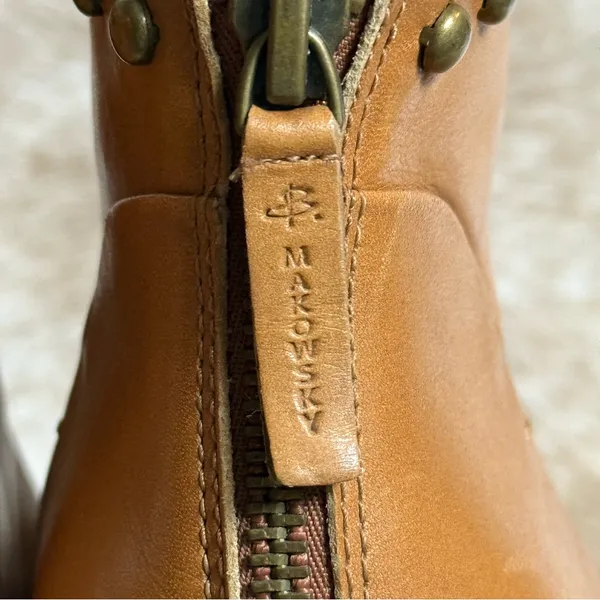 B MAKOWSKY QUINCY‎ LEATHER ANKLE BOOTS Size 8 B45 - Image 8