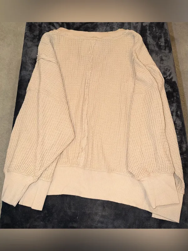 American Eagle Big Hug V-Neck Waffle Sweatshirt Size Large New with tag - Image 9