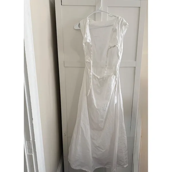 SIR the Label Anja White Cotton Tie Cut Out Maxi Dress Size Small - Image 3