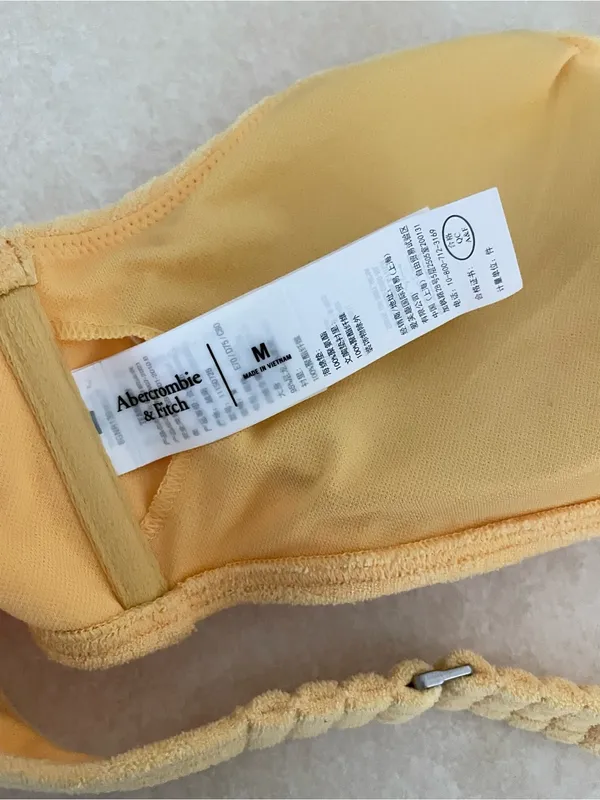 Abercrombie Terry Upside Down Halter Triangle Bikini Top Butter Yellow Medium - Image 3