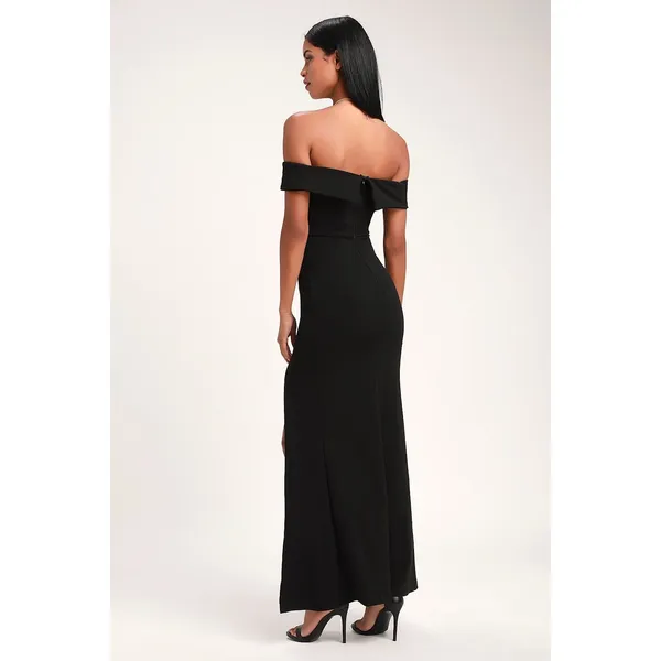 NWT Lulus Aveline Black Off-the-Shoulder Maxi Dress Whimsigoth Party Size XL - Image 3