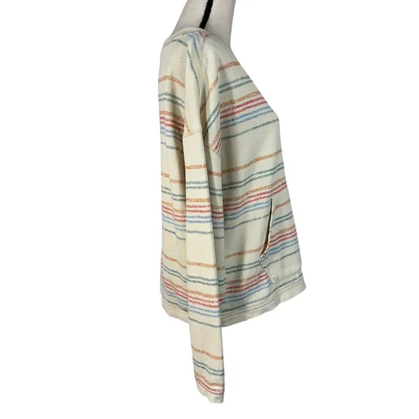 PrAna Medium Cozy Up Suncation Top Striped Long Sleeves Stretch Boat Neck Pocket - Image 3