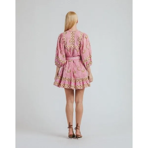 💕CLEOBELLA💕 Magdalena Mini Dress ~ Pink Wildflower Block Print Medium M NWT - Image 8