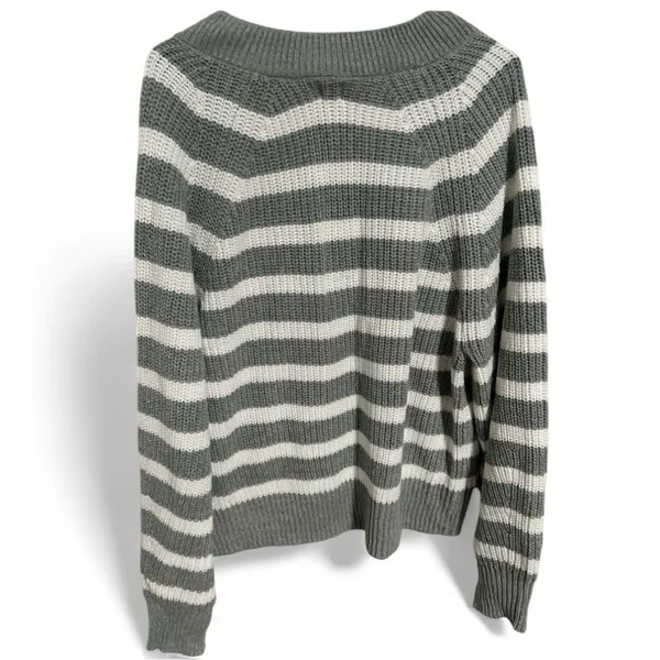 NWT A New Day Large Gray & Cream V-Neck Sweater | Soft Cotton Blend Classic Fit - Image 2