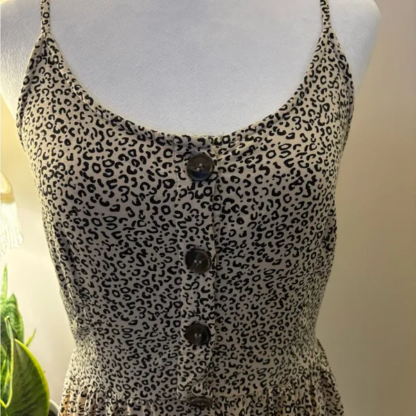 Japna Black and Cream Spaghetti Strap Mini Dress Size M - Image 2