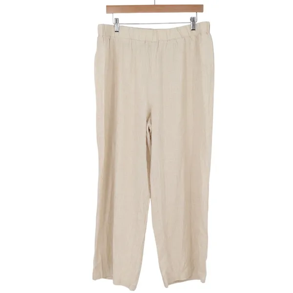SHEIN 2 Piece Set Womens 1XL Linen Blend Beige Puff Sleeve Wide Leg Excellent - Image 8