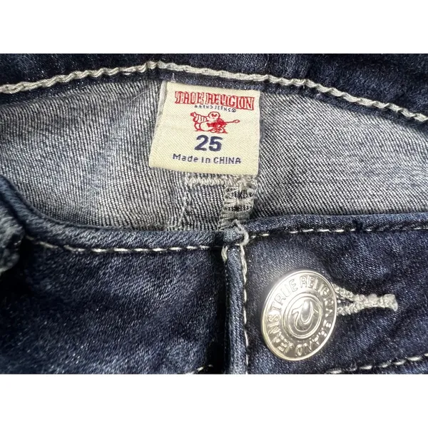 True Religion Womens Size 25 Skinny Jeans Dark Wash Stretch Horseshoe Denim - Image 5