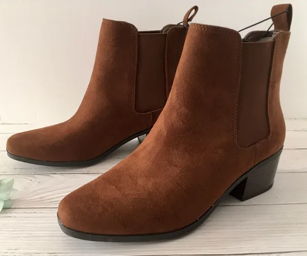 Suede Ankle Boots, Size 6 1/2 Brown - Image 2