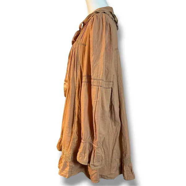 Free People Dainty Cottage Crochet 5 O'clock Tea Time Mini Dress Neutral Medium - Image 10