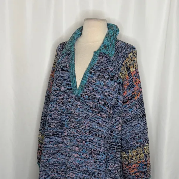 FREE PEOPLE‎ Seasons Of Sun Mini Collared Pullover Knit Sweater Dress Small - Image 7