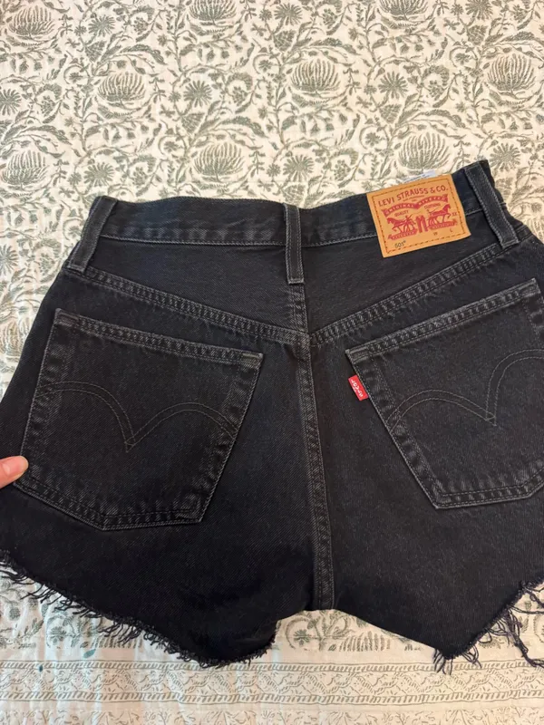 Black Distressed Levi’s Shorts Denim - Image 3
