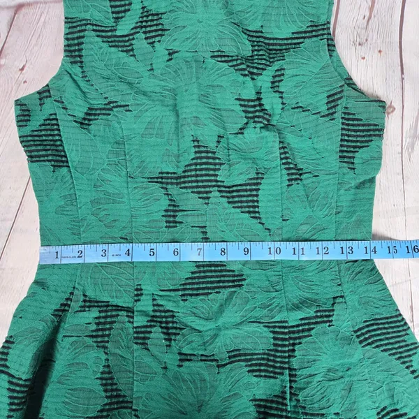 Eva Mendes New York Company Green Floral‎ Jacquard Fit Flare Sleeveless Dress 2 - Image 8