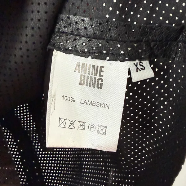 Anine Bing sz XS Black Perforated 100% Lambskin Leather Tank Top Back‎ Zip Goth - Image 5