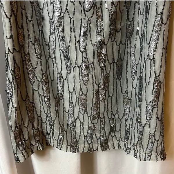 BB Dakota Sequin Shiny Silver Holiday Party Mini Dress Size S - Image 5