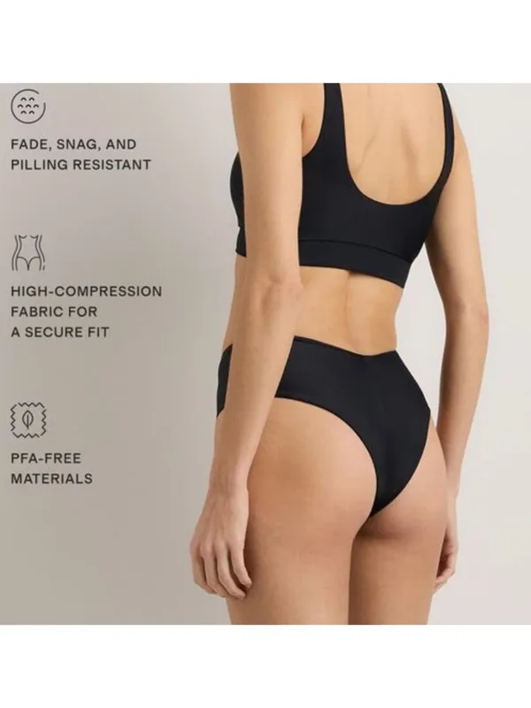 NWT Quince Italian V-Cut High-Rise Bikini Bottom in Black - Size: Small - Image 6