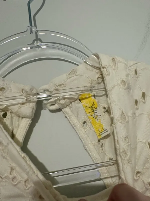Free People Eyelet Keyhole Tank Top Ivory size Large‎ - Image 4