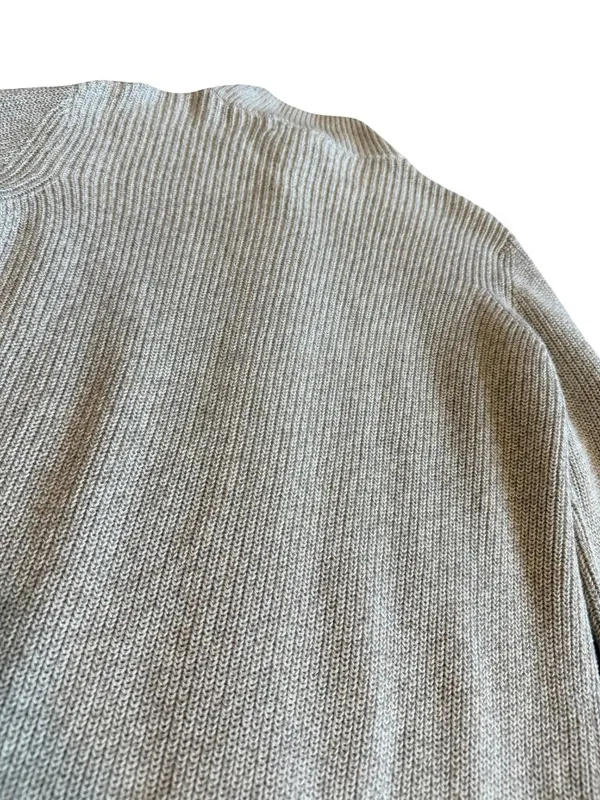 L.L. Bean Zip-Down Cardigan Sweater Ribbed Stretch Light Grey Size Large Women's - Image 12