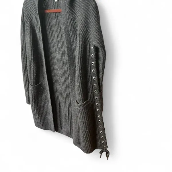Autumn Cashmere‎ Grey Lace up Tie Cardigan size Small - Image 2