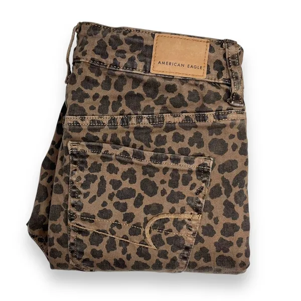 American Eagle Womens Size 6 Leopard Print Super Hi‎ Rise Jegging Skinny Jeans - Image 3