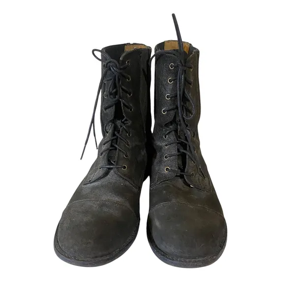 FRYE Women's Gray Lace Up Suede Combat Chelsea Boots Sz 9.5 B Almond Toe‎ - Image 2