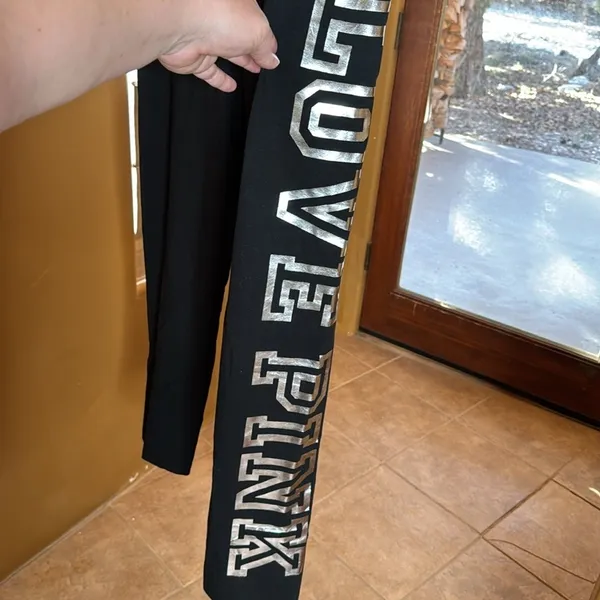 NWOT PINK Victoria’s Secret Black High Rise Leggings Silver Logo Sz XXL RARE - Image 12
