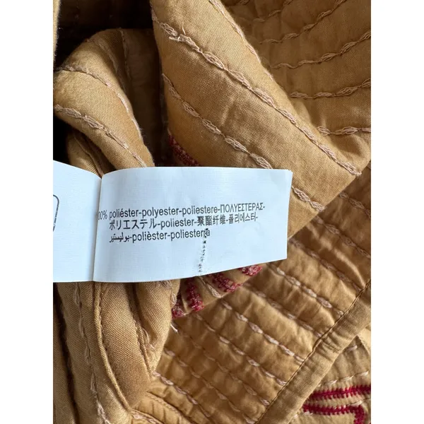 Zara Retro Bohemian Cottagecore Tan Quilted Adjustable V-Neck Wrap Vest - Image 7
