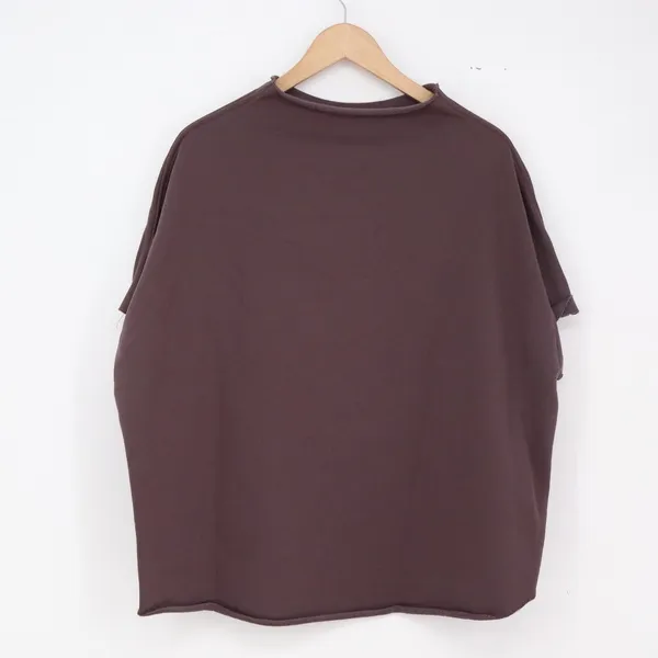 Unbranded Sweatshirt Womens OS Boxy Short Sleeve Plum Raw Hem Good - Image 2