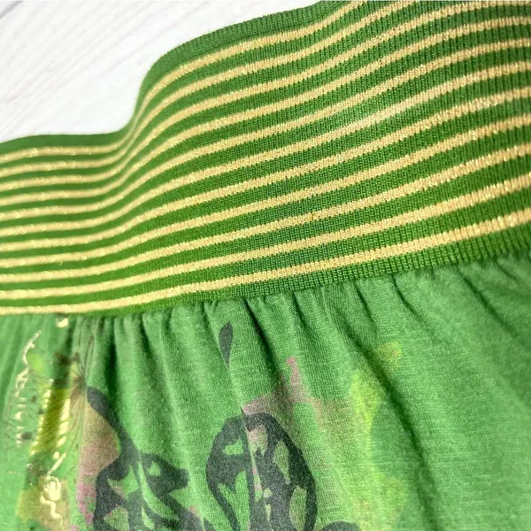 Vintage Y2K Green Butterfly Print Gold Chain Cold Shoulder Top Size Small - Image 7