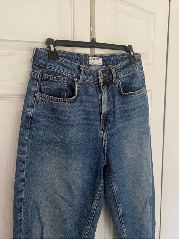 Free People Barrel Leg Baggy Oversized Jeans Medium Blue Wash Size 28 - Image 3