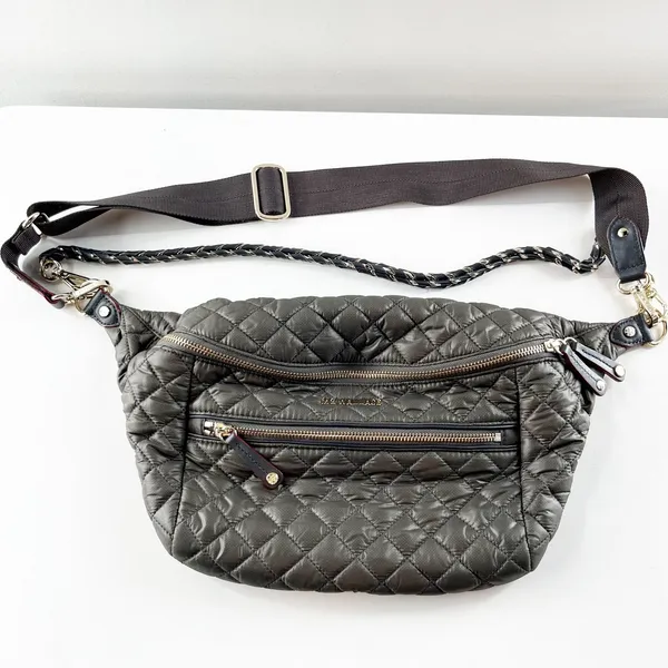MZ Wallace Small Quilted Leather Crosby Crossbody Sling Bag Gray - Image 2